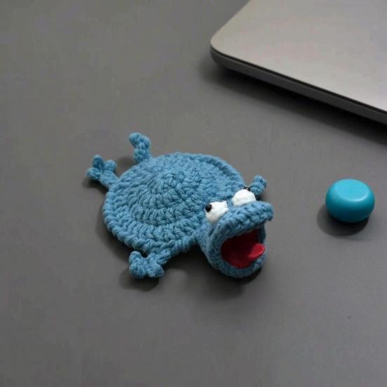 Lizard Coaster Handmade Crochet Animal Cup Mat Cute Soft Knitted Drink Coaster for Desk