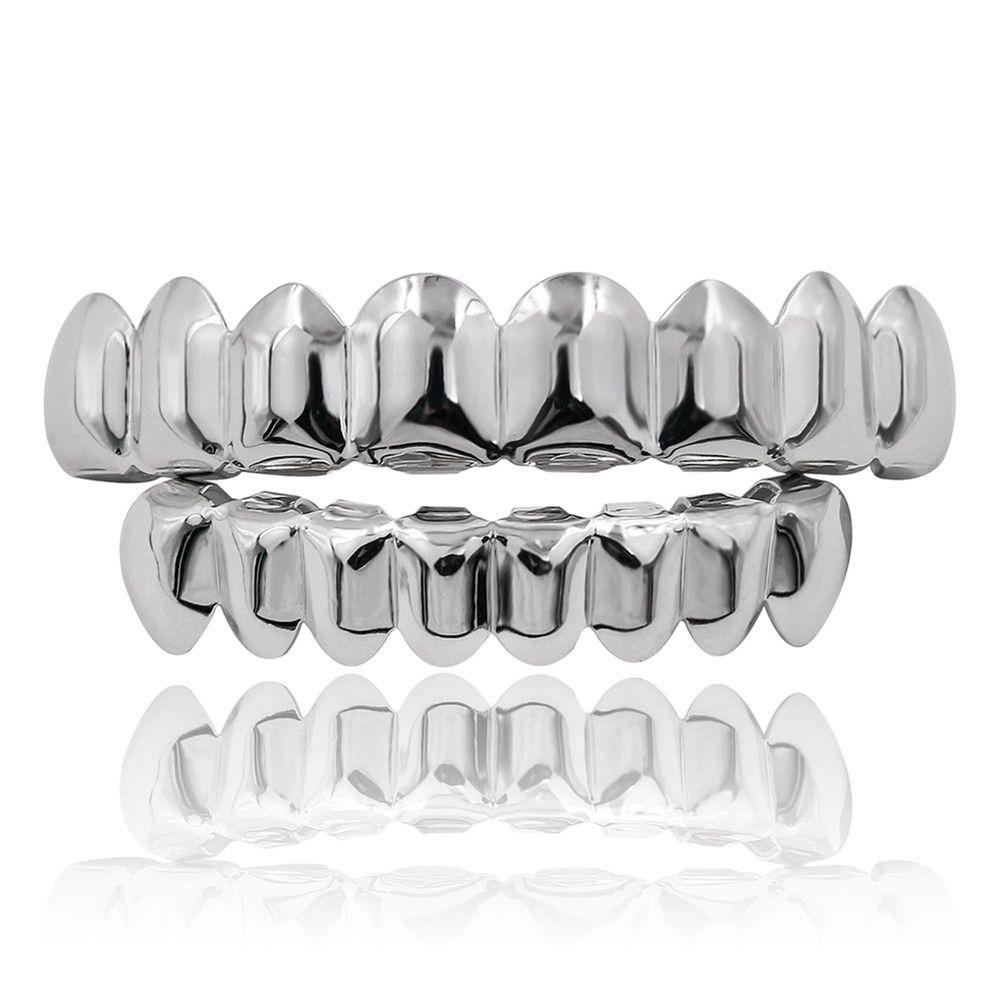 Anti Slip Teeth Grillz Caps Eco-friendly Copper Teeth Jewelry Teeth Grillz Top Bottom Set Events