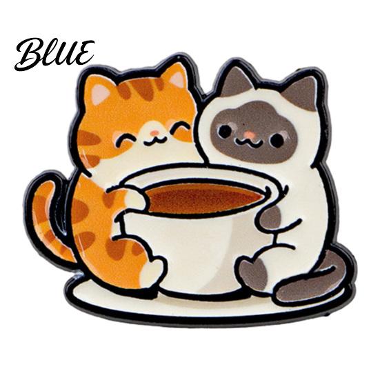 Coffee Cat Pin Cartoon Cup Brooch Kitten Enamle Lapel Pin Animal Zinc Alloy Brooch Theme Badge Clothing Accessories for Lovers