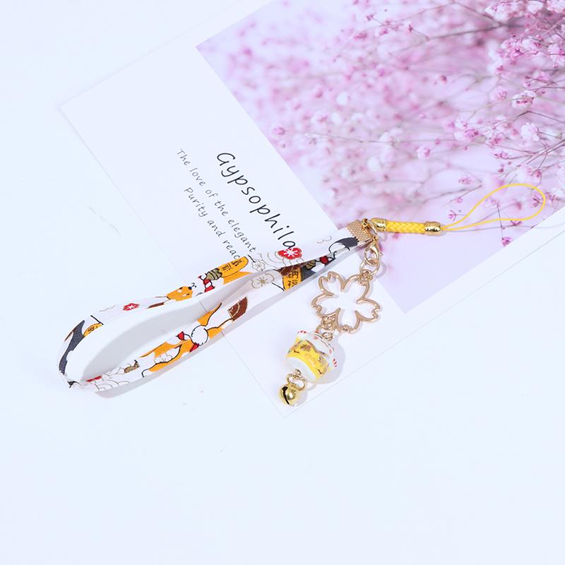 Phone Strap Lanyards Daisy Flower Cat Bell Mobile Phone Hang Rope Charm Decor