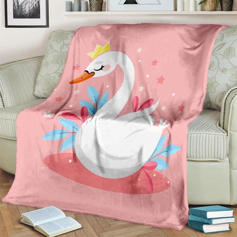 Couverture Cygne Princesse Dessin Animé Mignon 3D Cygne, Couverture Jetée Douce pour Maison Chambre à Coucher Lit Canapé Pique-nique Voyage Bureau Couverture Enfant