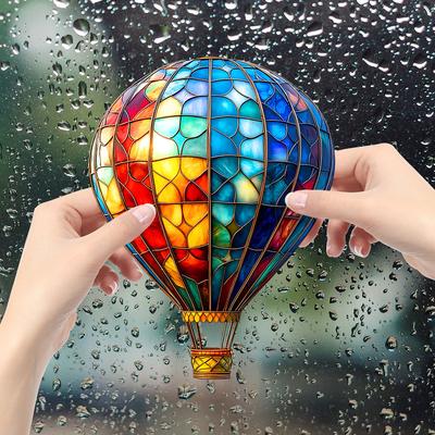 Cartoonbemalte Heißluftballon Glasfenster Heimverschönerung und Dekoration Statische Elektrizität Fensteraufkleber