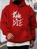 Casual Hoodie with "RIDE AS DIE" Graphic Print - Gray