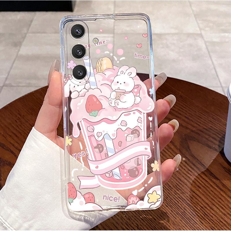 Phone Case For Samsung Galaxy S24 Plus S 24 Ultra 5G Luxury Cute Love Rabbit Funny Clear Silicone Protective Soft TPU Back Cover