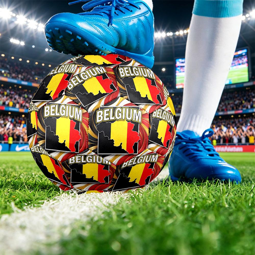 Belgium Football Printed Size 5 Soccer Ball Wear Resistant Standard Adult Training Football Fan Gift for Indoor Outdoor Match Sports