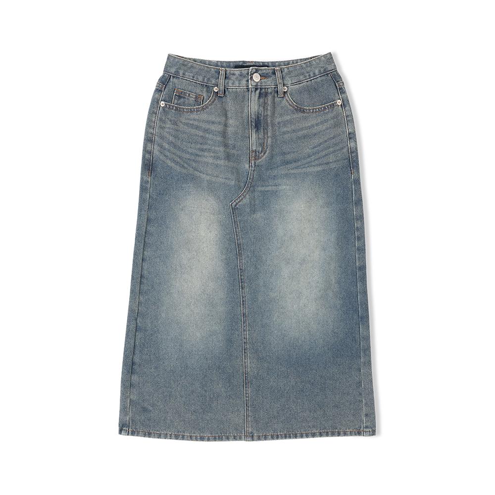 Intercrew Women'S Cat Sand H-Line Long Denim Skirt Blue Ita2Sl61Abl