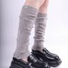 Ribbed Knitted Leg Warmers Y2K Harajuku Hollow Distressed Ripped Solid Color Leg Covers Stretchy Long Socks for Women