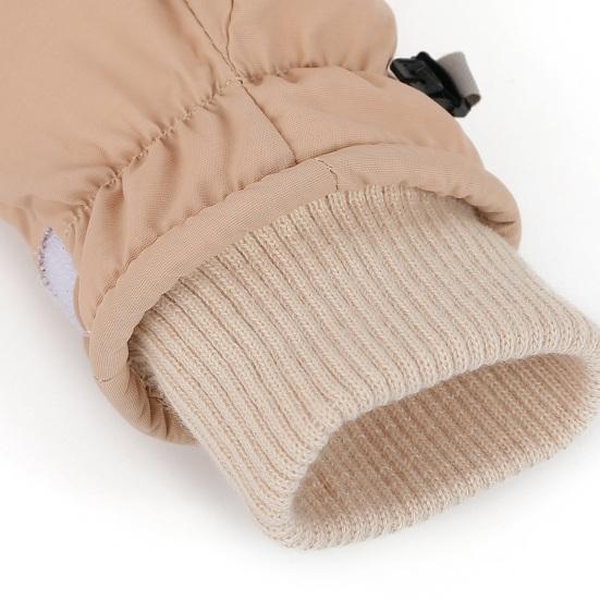 Yousheng 1 Pair Kids Gloves Waterproof Winter Ski Gloves Soft Fleece Lining Windproof Adjustable Strap Solid Color Threaded Gloves