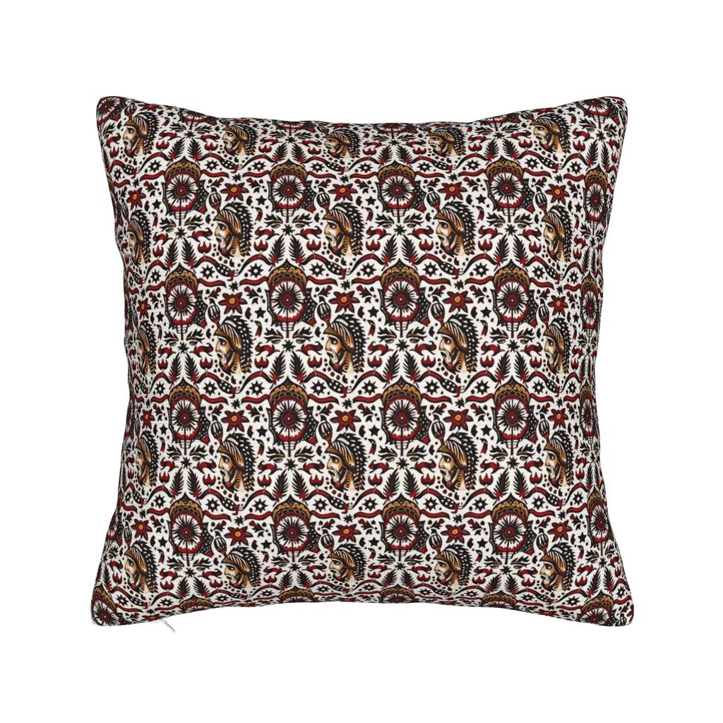 Pillow Case American Retro Rebellious Tattoo Black White Printed Pillow Cover For Sofa Car Home Decor Morden Pillowcases