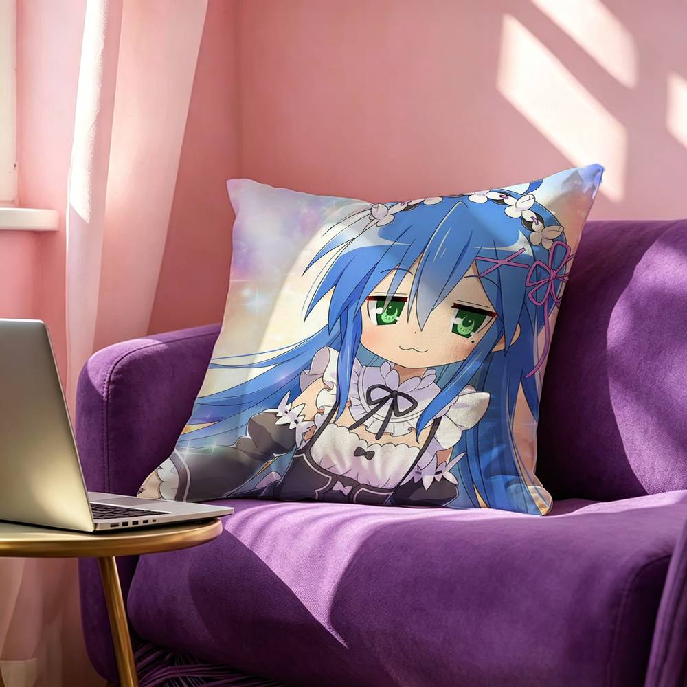 Anime Lucky Star Square DoubleSided printed Pillow Case Bedroom Bedside Pillow Sofa Cushion Cover