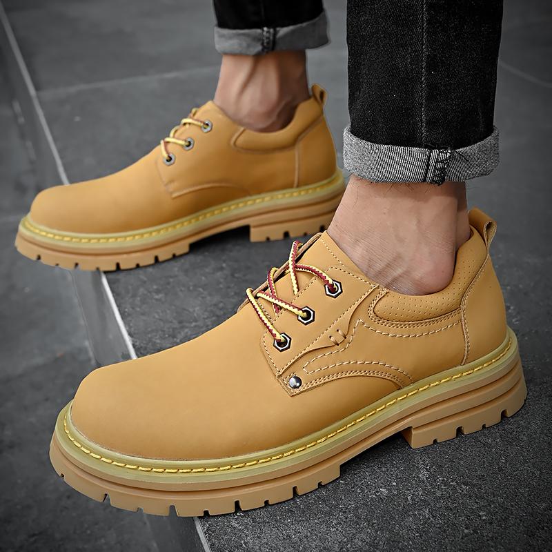 Fashion Autumn Men Casual Shoes Genuine Leather Work Shoes Male Lace-up Flats Sneakers Platform British Business Party Dress Shoes 38-46