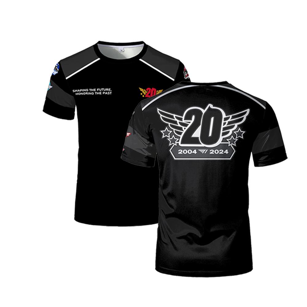 T-shirts Maillot Édition Limitée 20e Anniversaire T1 E-sports Club League Of Legends T1 T-shirt Tendance Tops de Soutien pour Fans de Faker