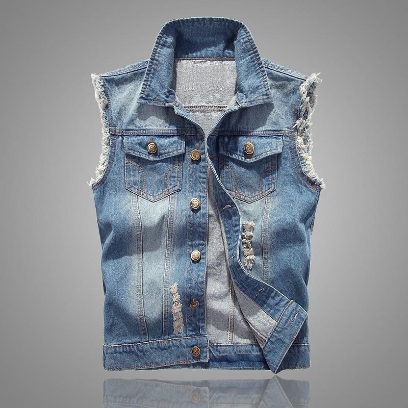 Spring and Autumn Denim Vest Men's Korean Version Sleeveless Vest Slim Fit Summer Denim Vest