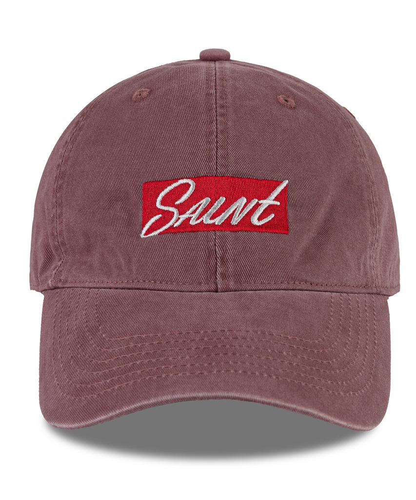 Wig Saint Box Logo Cation Washed Ball Cap - Burgundy