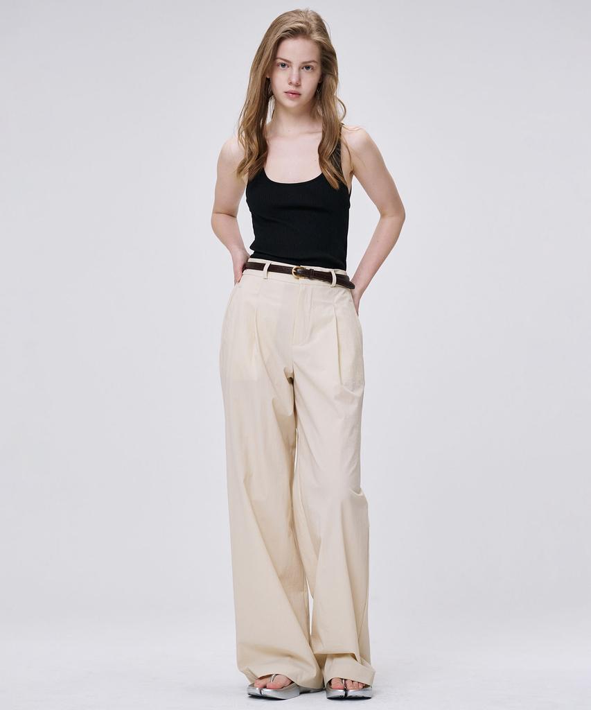 MALOUPE 2158 Nylon Wide Pants (Light Beige)