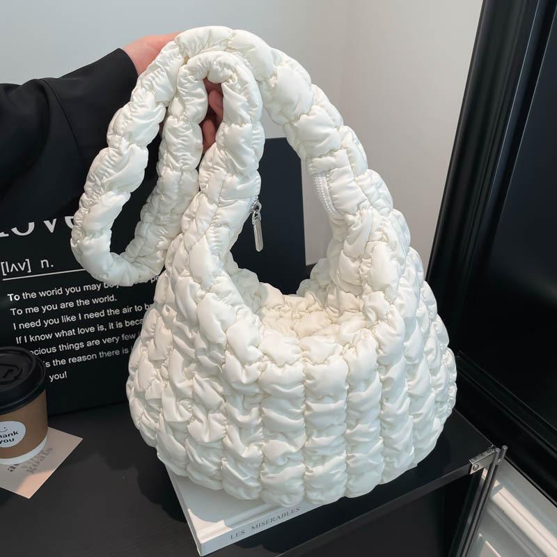 Wolkvormige Tas met Geplooide Zijkanten voor het Dragen van Casual Dumplings, Enkelbandige Crossbody Tas, Dames Tote Bag