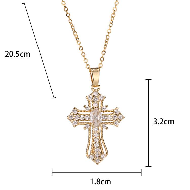 Kruis ketting, zirkonia, Europese en Amerikaanse ketting, titanium slot ketting, Instagram retro punk, gepersonaliseerde hanger, niche design