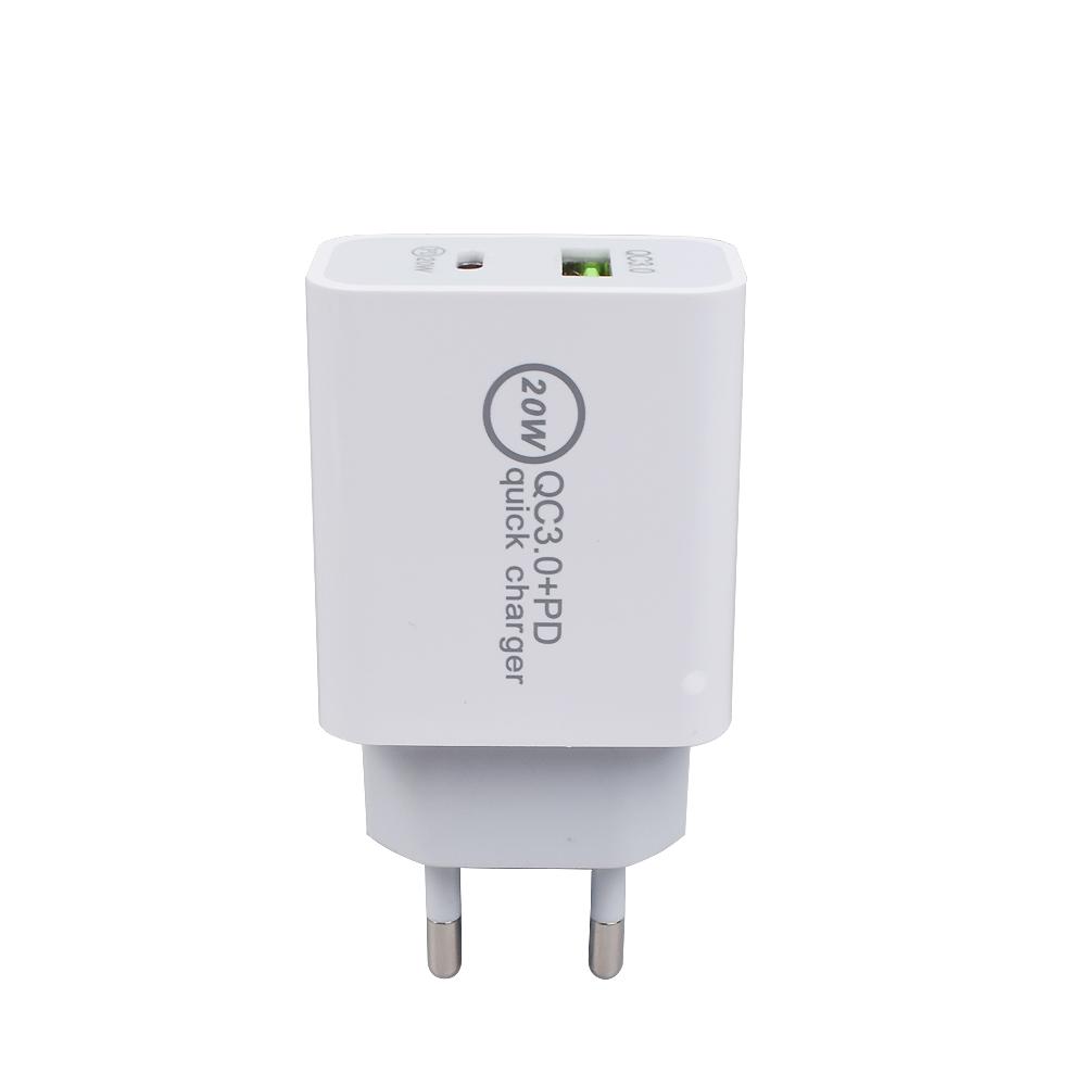 Mest Solgte EU US 20W Hurtig Oplader Adapter Bærbar Dobbelt Porte Type C Væg Oplader til IPhone 12 13 14 Samsung PD 3.0 Funktion