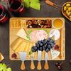 Bamboo Cheese Board Set with 4 Cutters And Cutter Holder Grooves for Sauces Snacks Wood Tray Multi-Purpose Platter for Entertaining