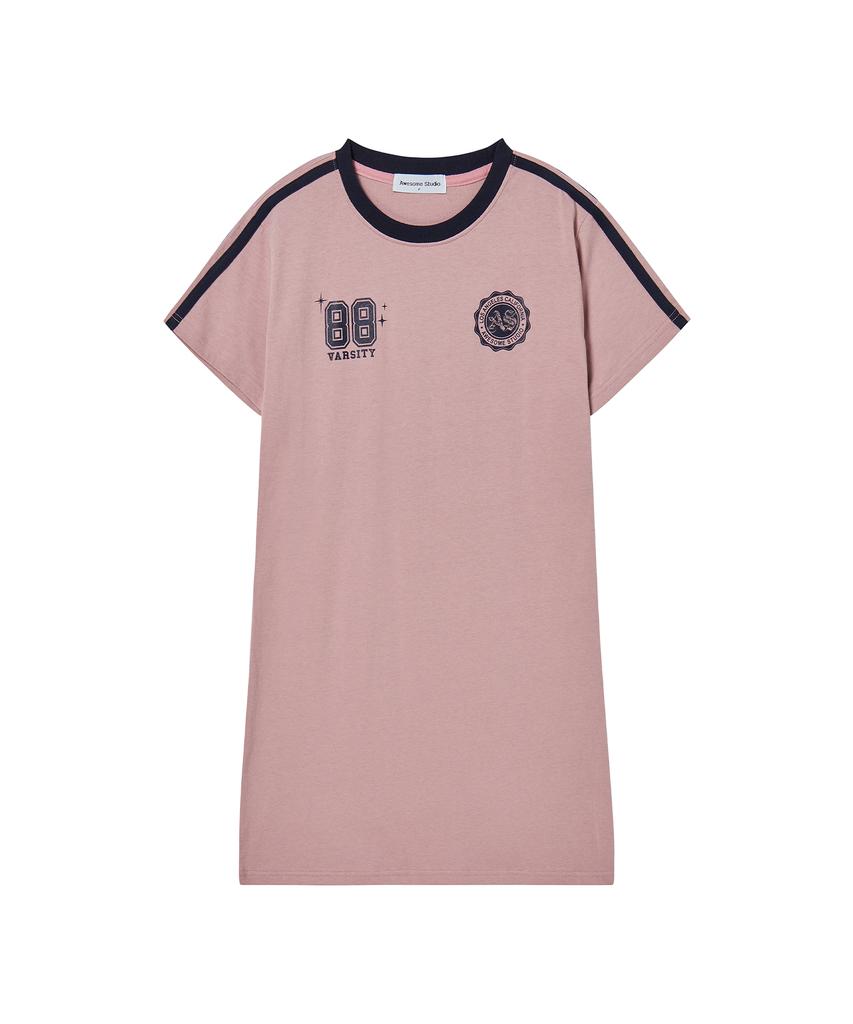Awesome Studio Football Line Color Block Dress Indie Pink