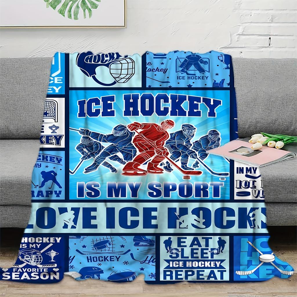 Ice Hockey Hockey Printed Flannel Blanket Soft Versatile Blanket For Bed Sofa Travel Creative Gift Blanket