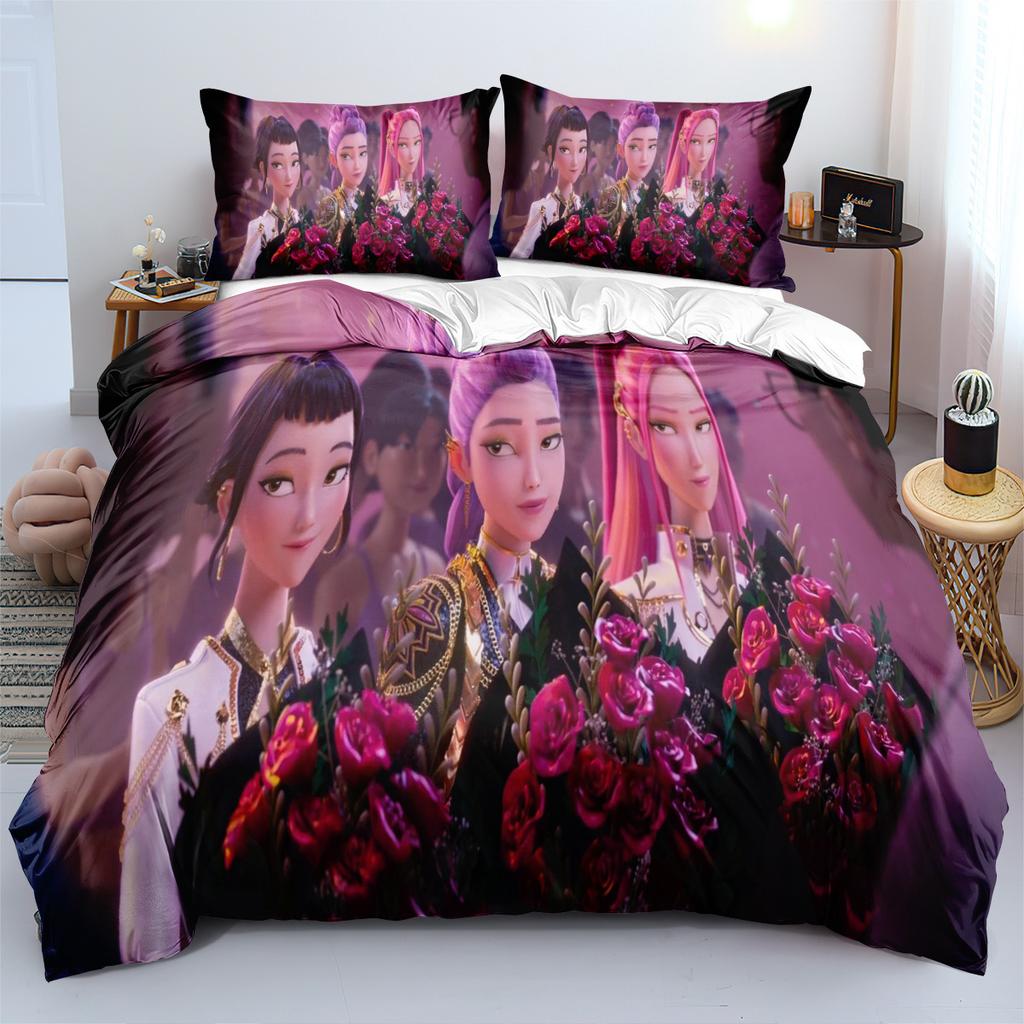 Hip Hop Kpop Dämonenjäger Bettwäsche-Set Luxus Rumi Mira Zoey Bettbezug Kissenbezug Mädchen Schlafzimmer Bettbezug Kissenbezug