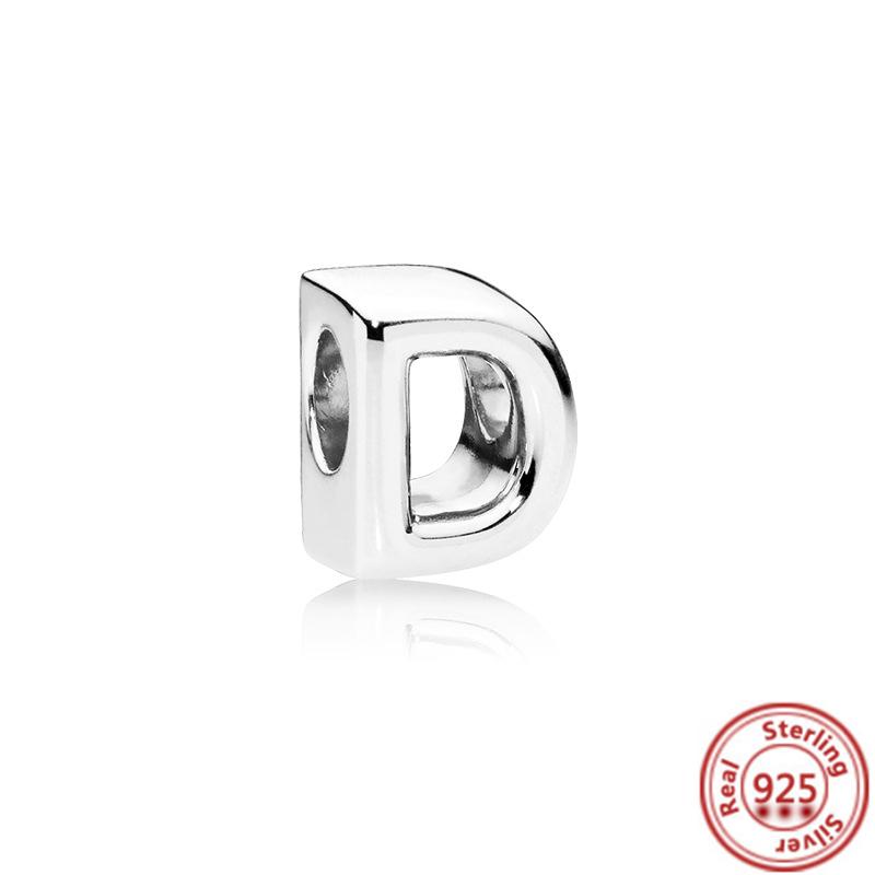 New 100 %925 Sterling Silver Letter Alphabet A -Z Charm Beads Fit New Charms Bracelet Pendant Women Jewelry