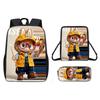 Lightweight Elementary School Backpack Labubu, Cute Printed Cartoon Anime Children's Backpack Three Piece Set KTB