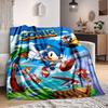 1pc Sonic Adventure Flannel Throw Blanket - HD Printed Lightweight Soft Warm All-Season Blanket for Sofa, Bed,