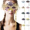 Ausgefallene Partymaske aus Metall mit Handstab, venezianische Halbmaske mit Strasssteinen für Damen und Herren, Abschlussball, Karneval, Maskerade