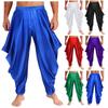Mens Arab Prince Harem Pants Elastic Waistband Satiny Loose Trousers Cosplay Fashion Wear
