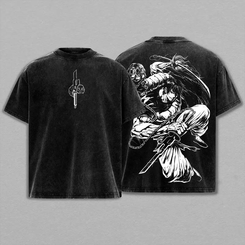 Fushiguro Toji Jujutsu Kaisen Vêtements Homme Femme Manga T-shirt Rétro Lavé T-shirt Décontracté Coton Tee Tshirt