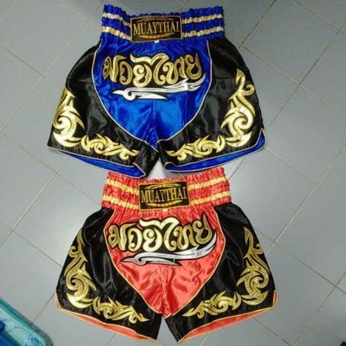 Boxing Shorts - Traditional THAI - Red - Kids and Adults Sizes - 100% Polyester Satin