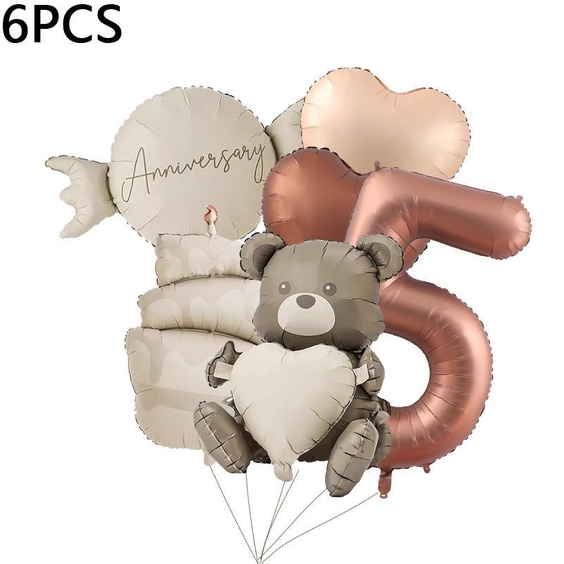 Matte Balloon Set Teddy Bear Candy Numbers 0-9 Children's Birthday Party Wedding Anniversary Scene Decoration Aluminum Foil Balloons