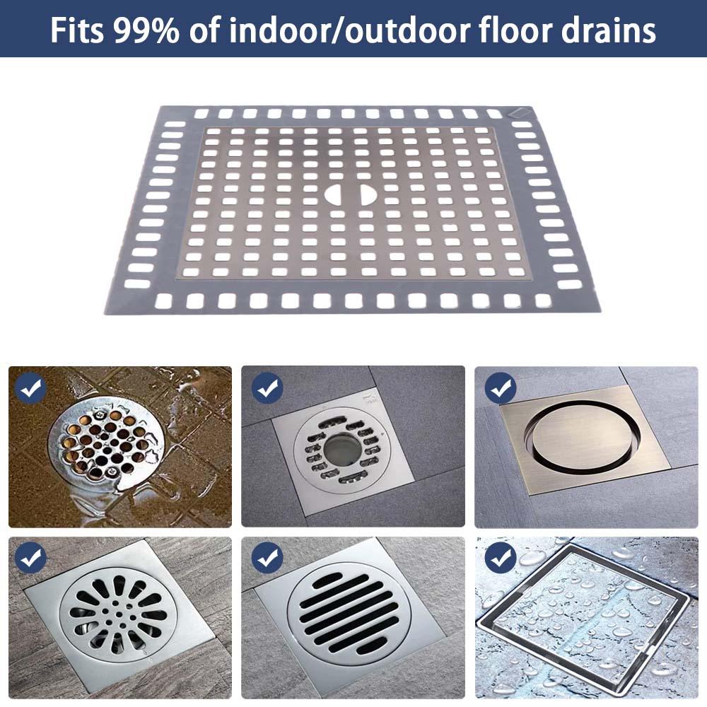 Multi Purpose Shower Drain Strainers Stainless Steel Square Bathtub Drain Cover Convenient Anti-blocking Strainer Kitchen