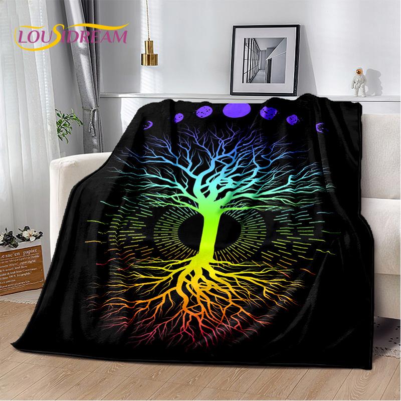 Couverture d'arbre de vie de la mythologie nordique Yggdrasil, couverture douce en flanelle pour la maison, la chambre à coucher, le lit, le canapé, le pique-nique, le bureau, les enfants