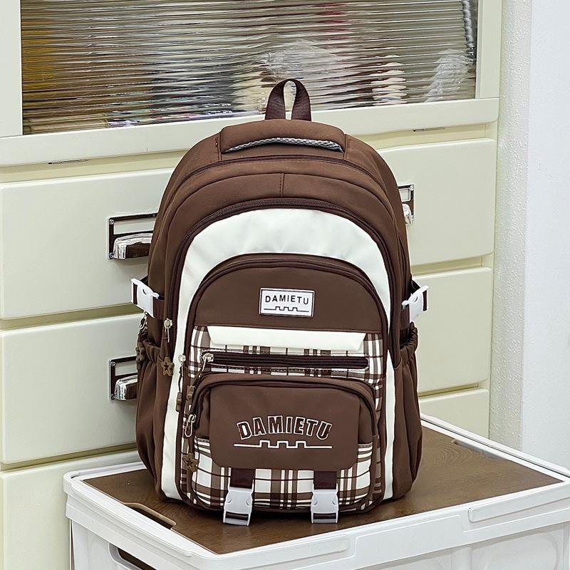Schoolbag Korean Version of Mori Primary School Student Girl Schoolbag High Value Plaid Contrasting Color College Style Middle School Student