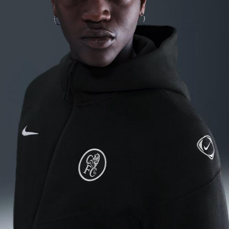 Nike Jachetă cu fermoar complet Nike Chelsea FC Tech Windrunner pentru bărbați, Fleece Total 90, Fotbal, HM3676-011