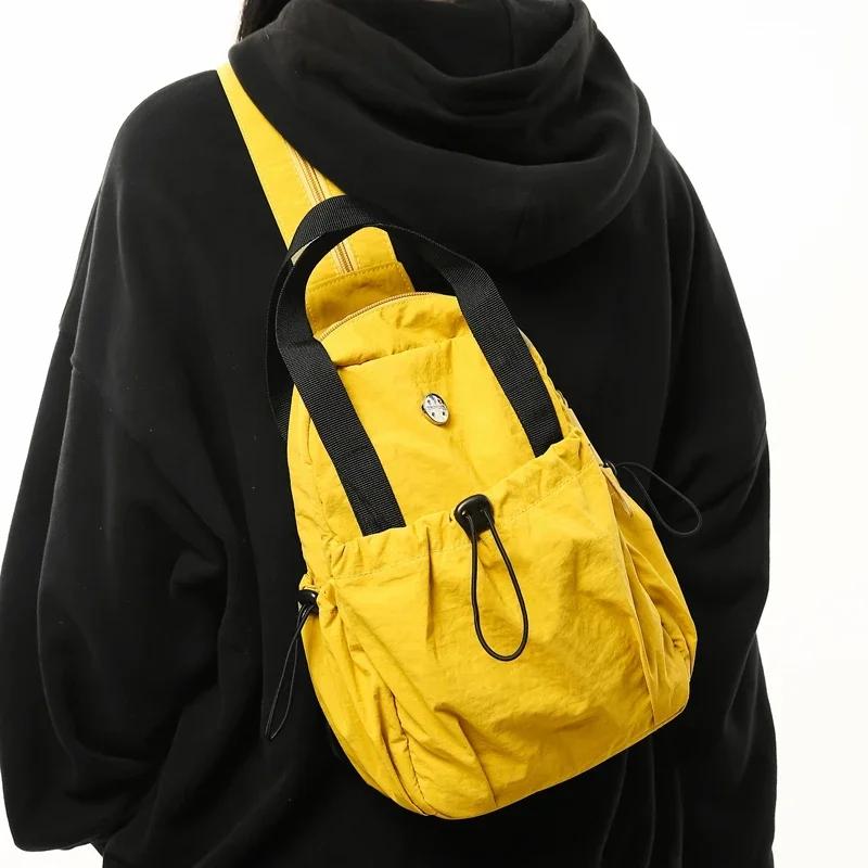 Three Uses Solid Soft Zipper Chest Large Capacity Portable Trendy Fashionable Leisure Sports Shoulder Bags for Women