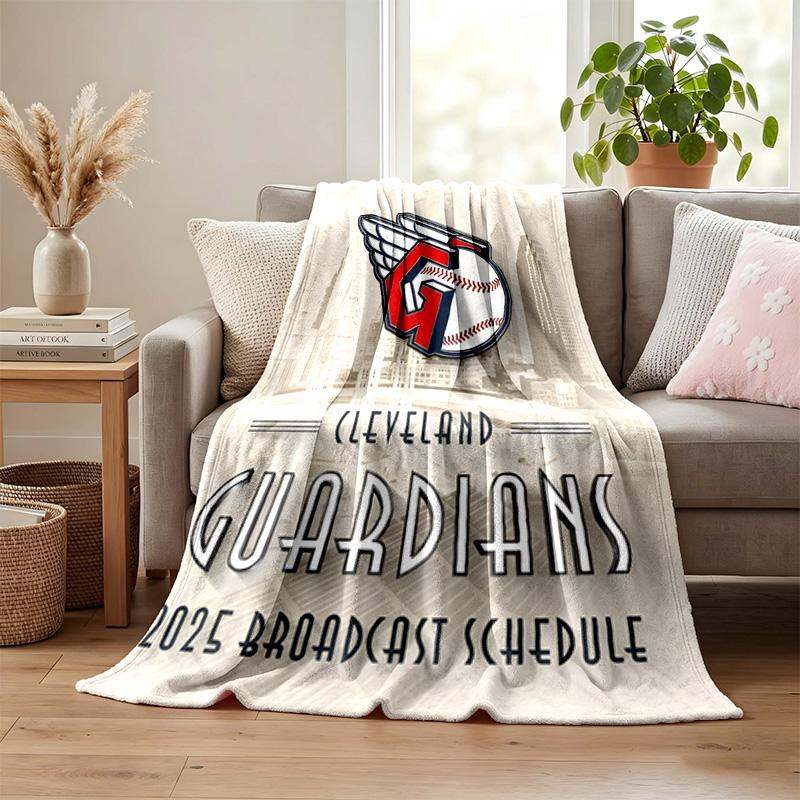 Cleveland Guardians Blanket Flannel Blanket Soft Cozy Plush Throw for Sofa Bed Lightweight Home Decoration