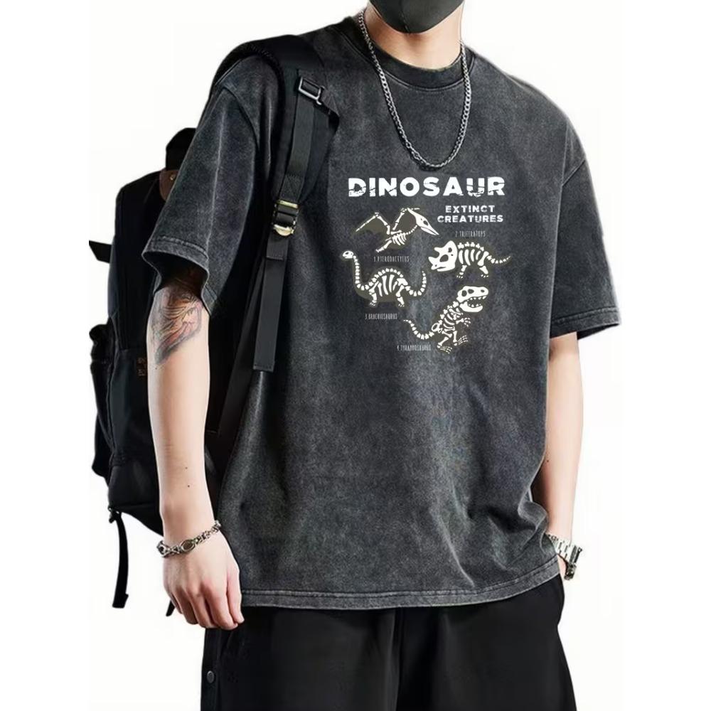 Vintage Y2K Praná tričko s potlačou draka Gotický grafický drak Unisex Nadrozmerné Okrúhly výstrih Krátky rukáv Tričko na každodenné nosenie