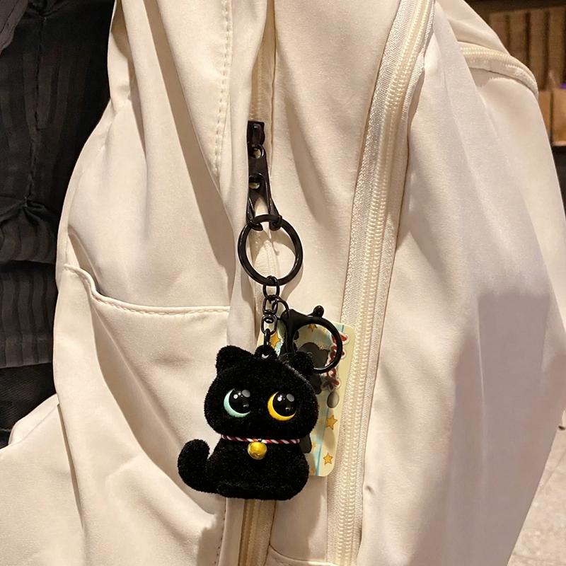 Halloween Plüsch Schlüsselanhänger Niedliche Schwarze Katze Plüsch Schlüsselanhänger Schlüsselringe für Rucksack Tasche Anhänger Kawaii Katzen Schlüsselanhänger Partygeschenke