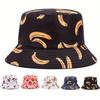 1pc Unisex Classic Panama Hat Women Banana Printed Summer Hat for Men Outdoor Hip Hop Fisherman Hat Female Street Dance Foldable