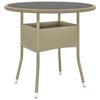 Vidaxl Garden Table, Ø80X75 Cm, Tempered Glass And PE Rattan, Beige