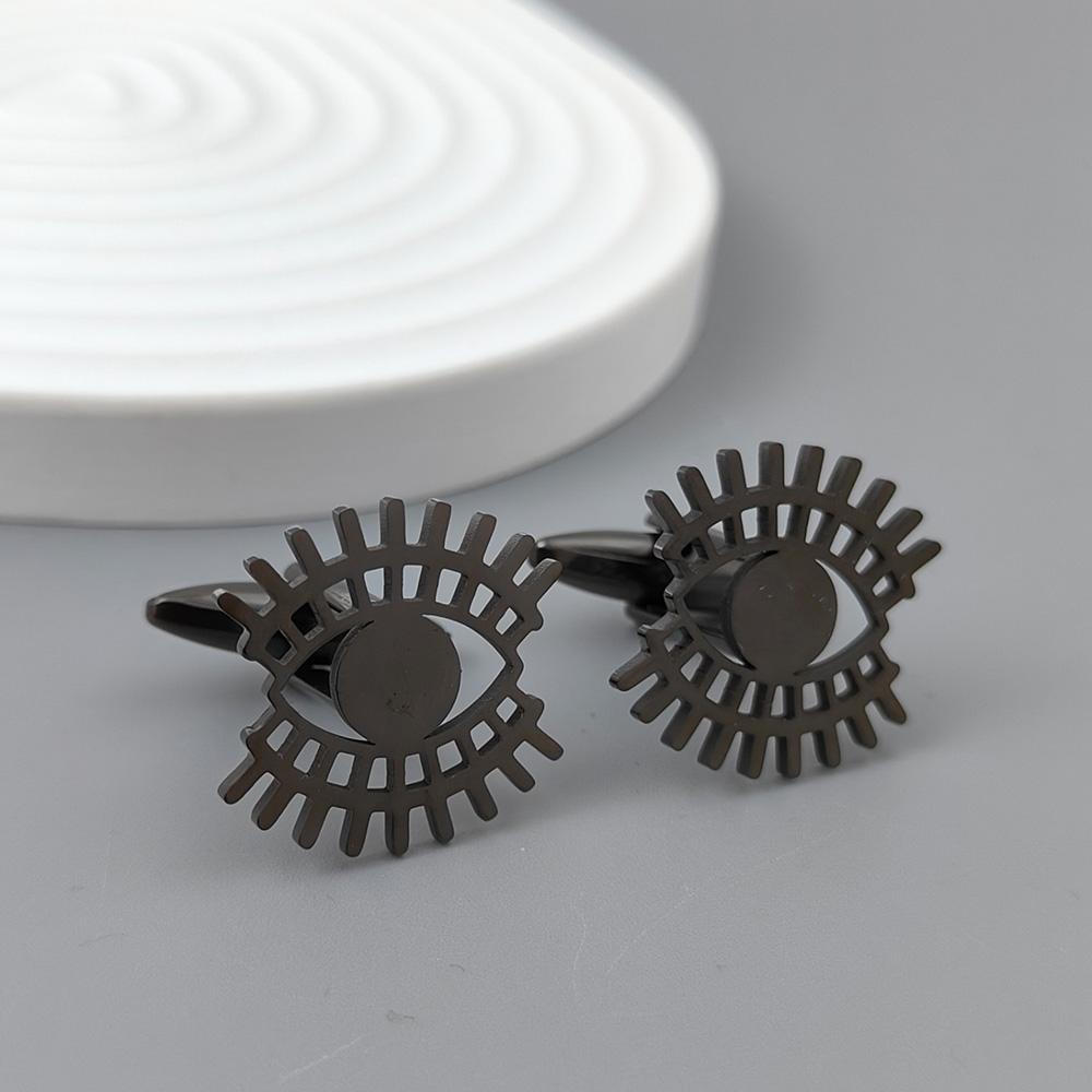 316L stainless steel devil's eye gold-plated cufflinks, black cuffs for shirts and suits, business formal wear