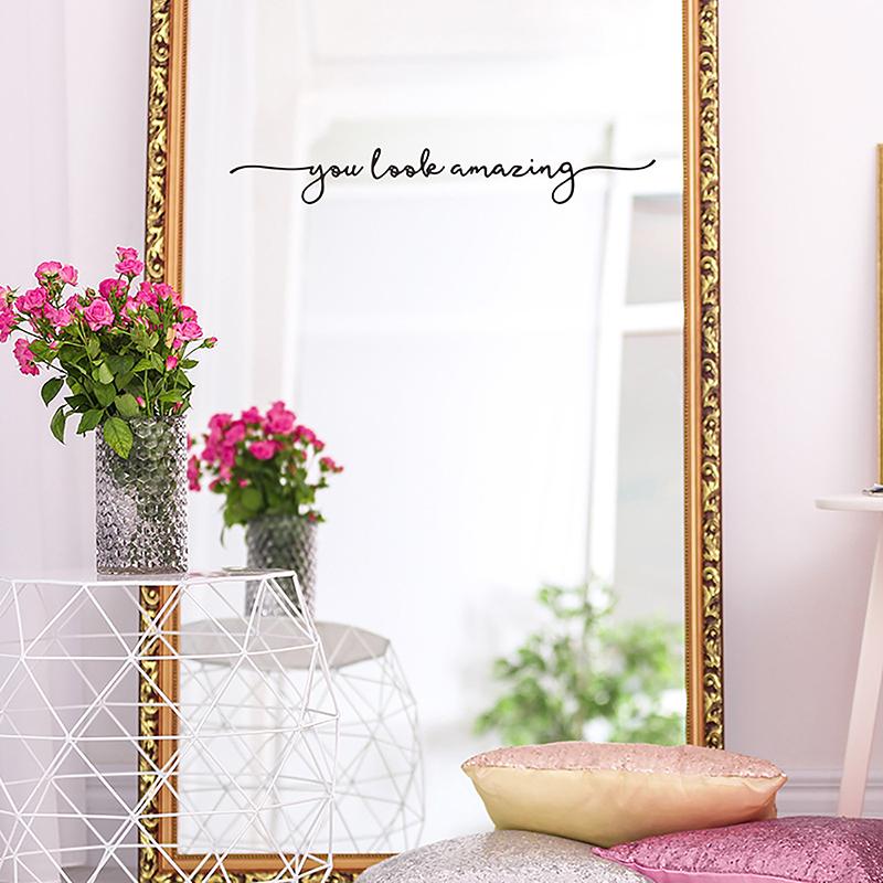 1 Stück „You Look Amazing“-Spiegelaufkleber, PVC-Aufkleber, Badezimmerdekor, Duschtüraufkleber, Wandkunst, Heimdekoration, Zubehör