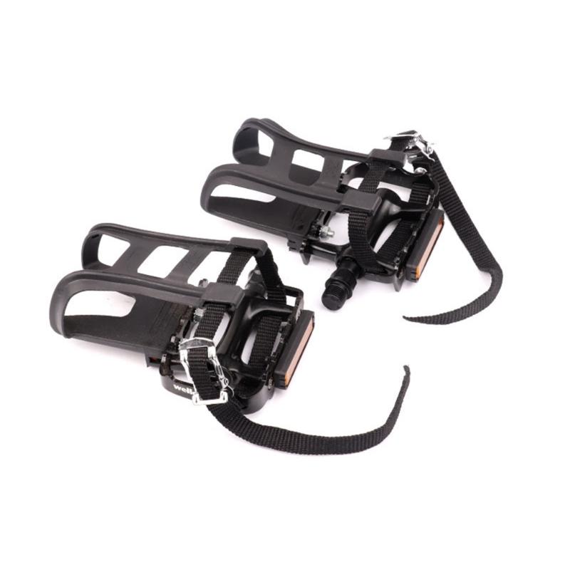 Aluminum Alloys Bike Pedals with Toe Clip and Strap for Exercise Bike, Spin Bike and Outdoor Bicycles Easy To Use