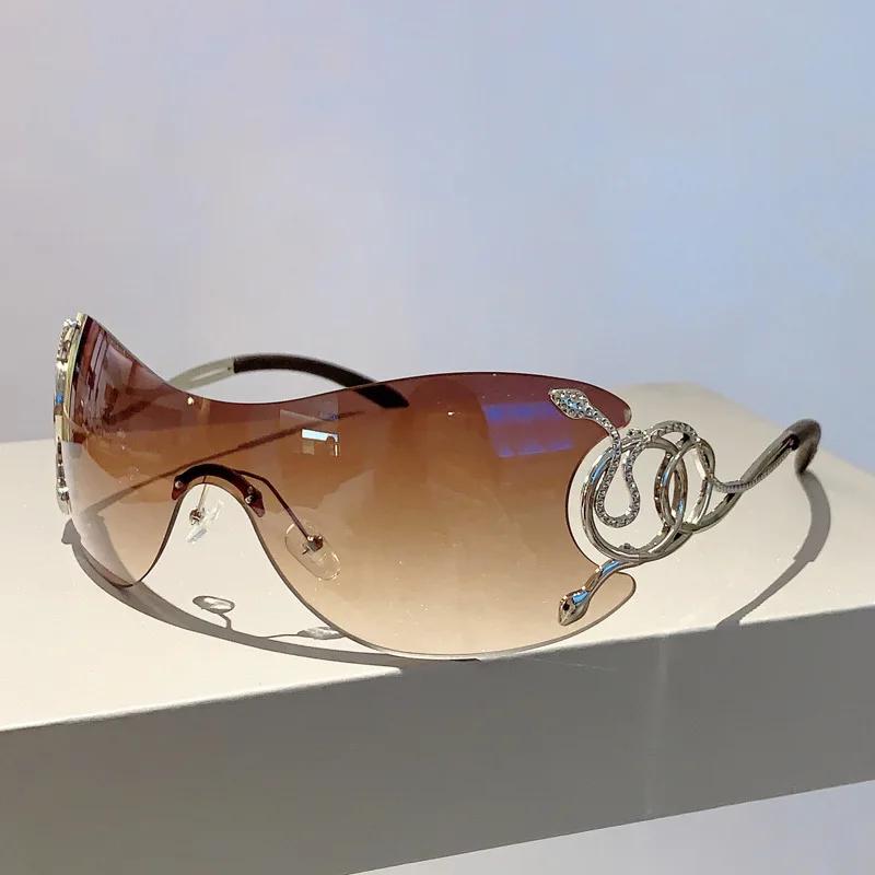 Lunettes de soleil Y2k Mode Femmes Vintage Oculos Lunettes de soleil Sans monture Designer Lunettes Tendance Soleil Lentes Mujer Lunette