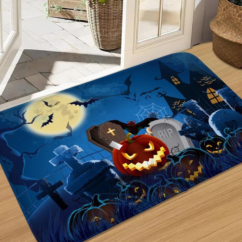 Halloween Horror Kürbis Muster Innen- und Außendekoration Fußmatte Schlafzimmer Wohnzimmer Kleiner Teppich Badezimmer Saugfähige Matte