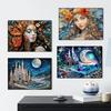 Fantasy Mosaics Princess Castle Shell Splicing Abstract Poster Canvas Printing Wall Art Decoration Painting for House Room Decor